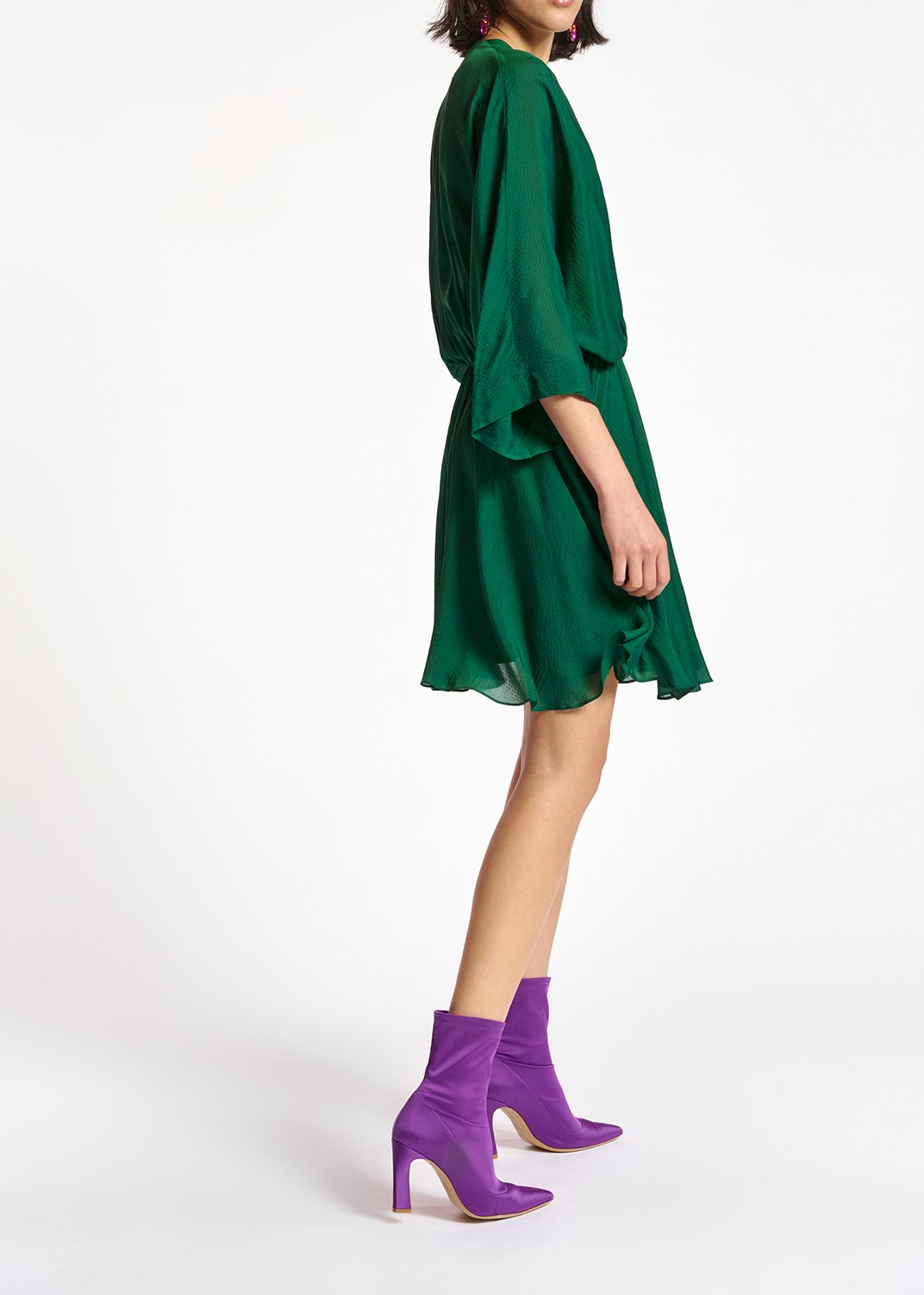 Dark green mini wrap dress RE—SSENTIEL second-hand photo 6