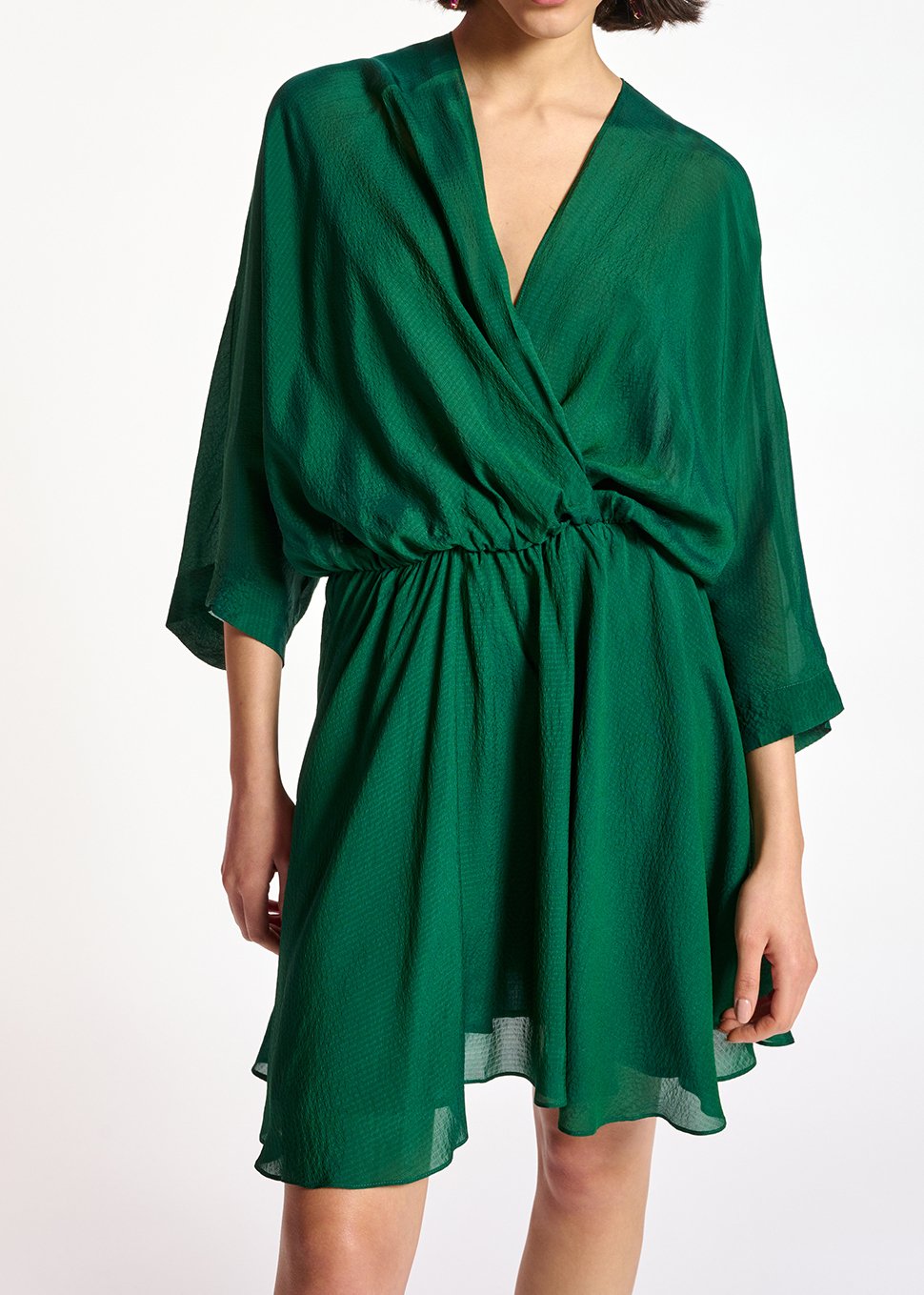 Dark green mini wrap dress RE—SSENTIEL second-hand photo 7
