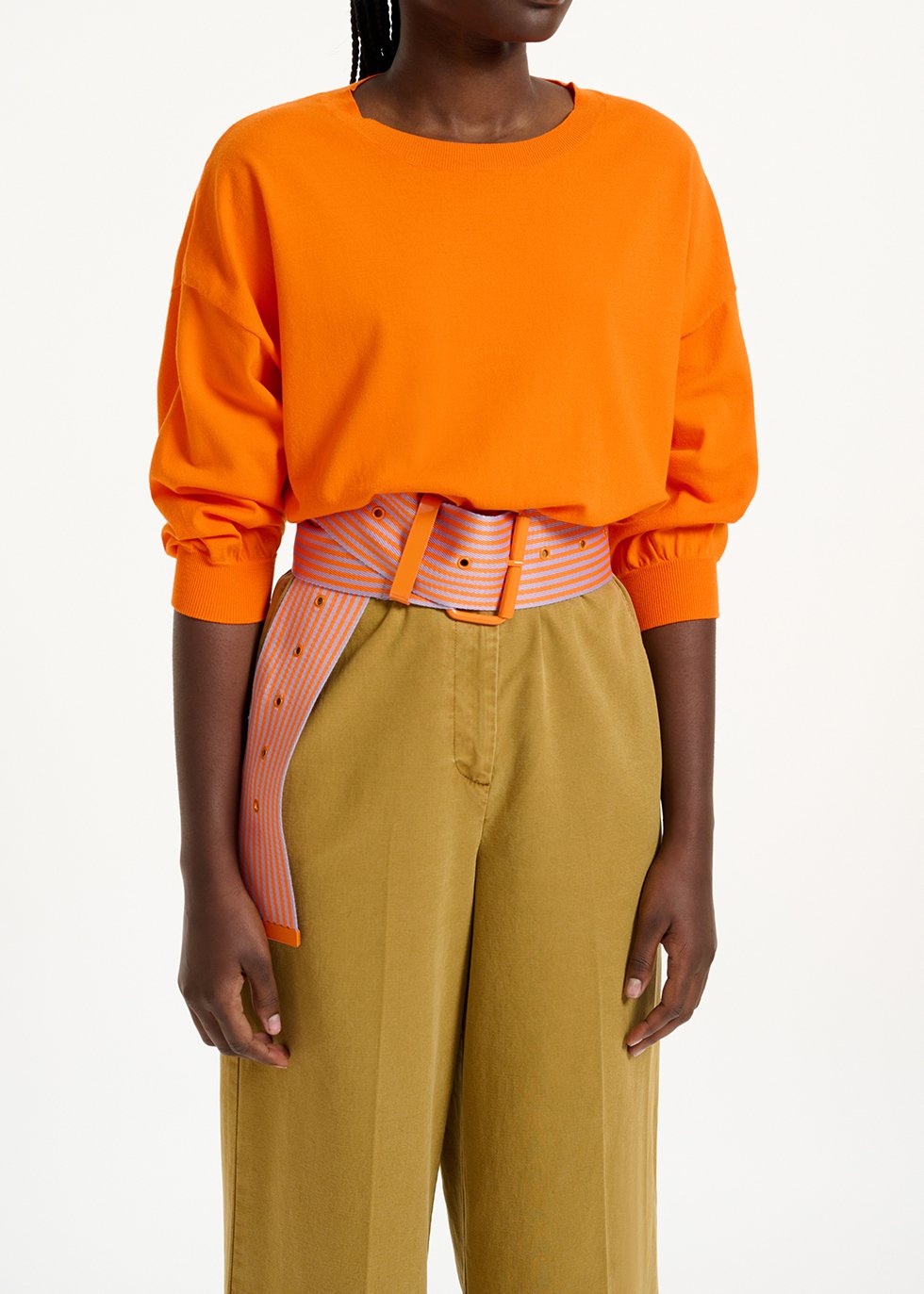 Oranje trui met aansluitende taille RE—SSENTIEL tweedehands photo 3