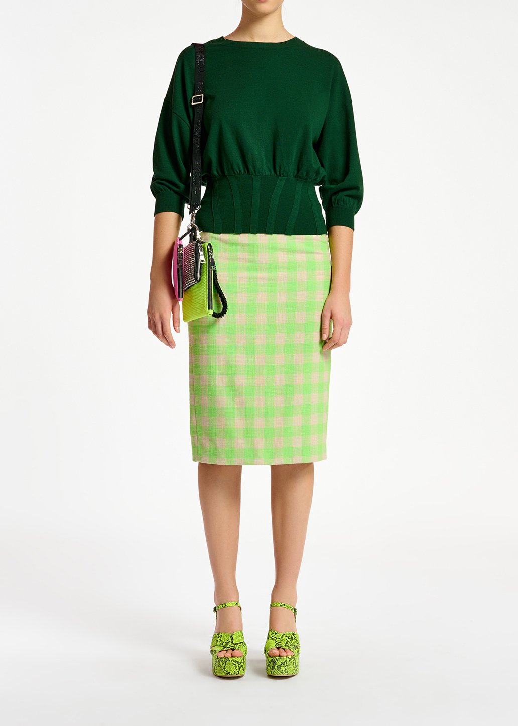 Dark green knitted sweater with fitted waist RE—SSENTIEL second-hand photo 6