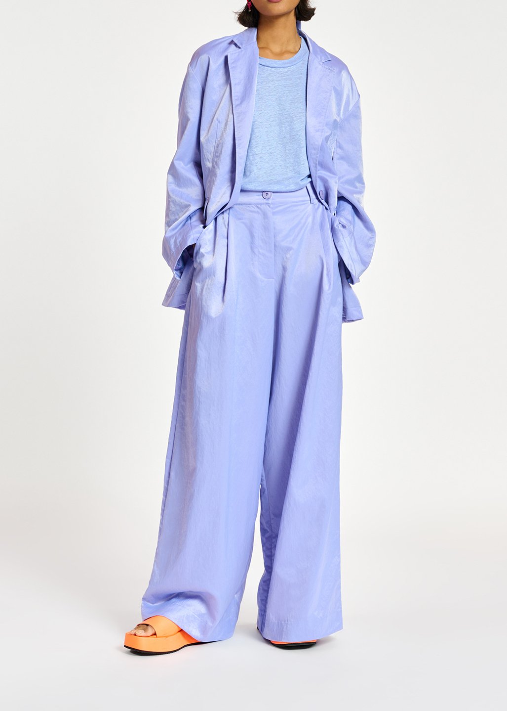 Pantalon large en satin bleu RE—SSENTIEL seconde main photo 3