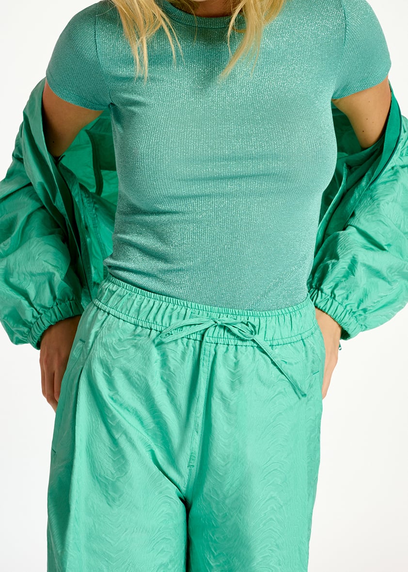 T-shirt turquoise en lurex RE—SSENTIEL seconde main photo 3