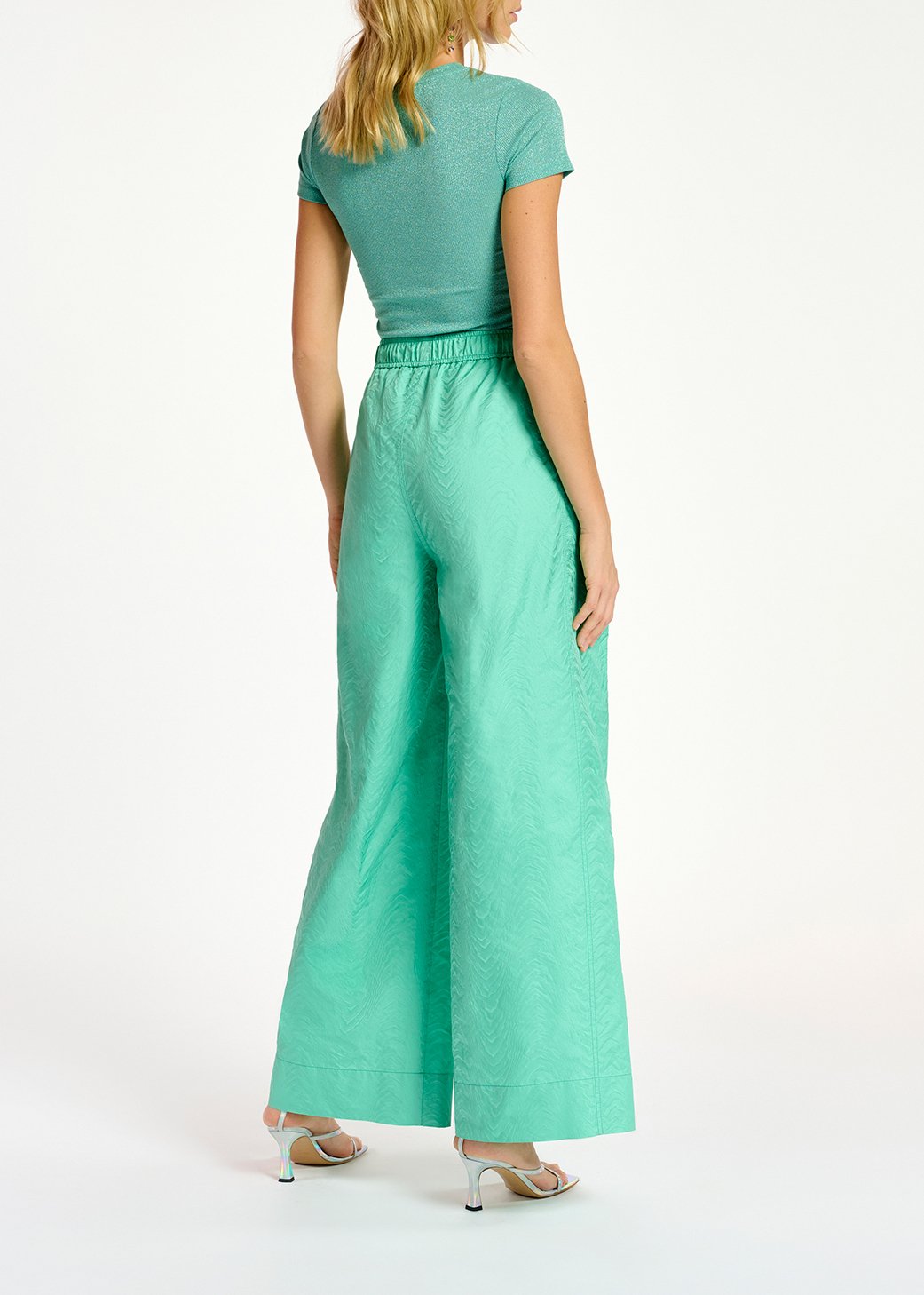 T-shirt turquoise en lurex RE—SSENTIEL seconde main photo 4