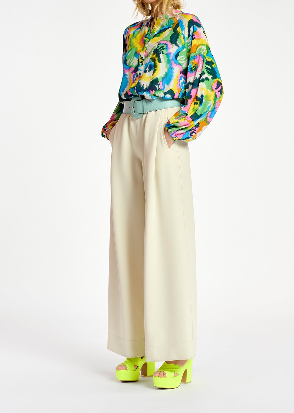 Ecru broek met brede pijpen RE—SSENTIEL tweedehands photo 8