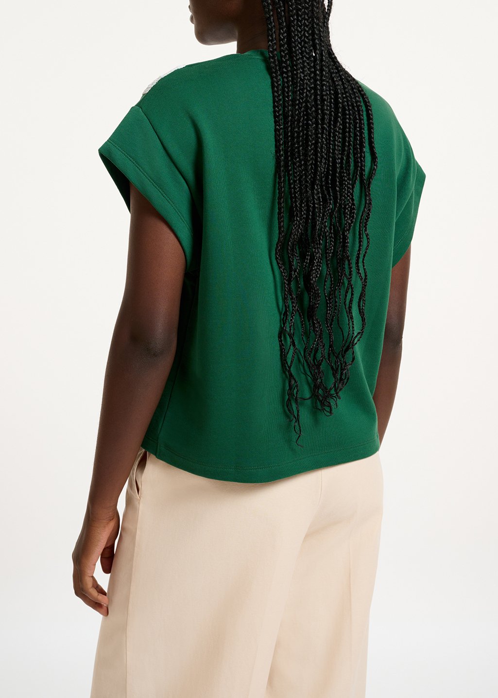 Sweatshirt vert foncé à  manches courtes et paillettes RE—SSENTIEL seconde main photo 5