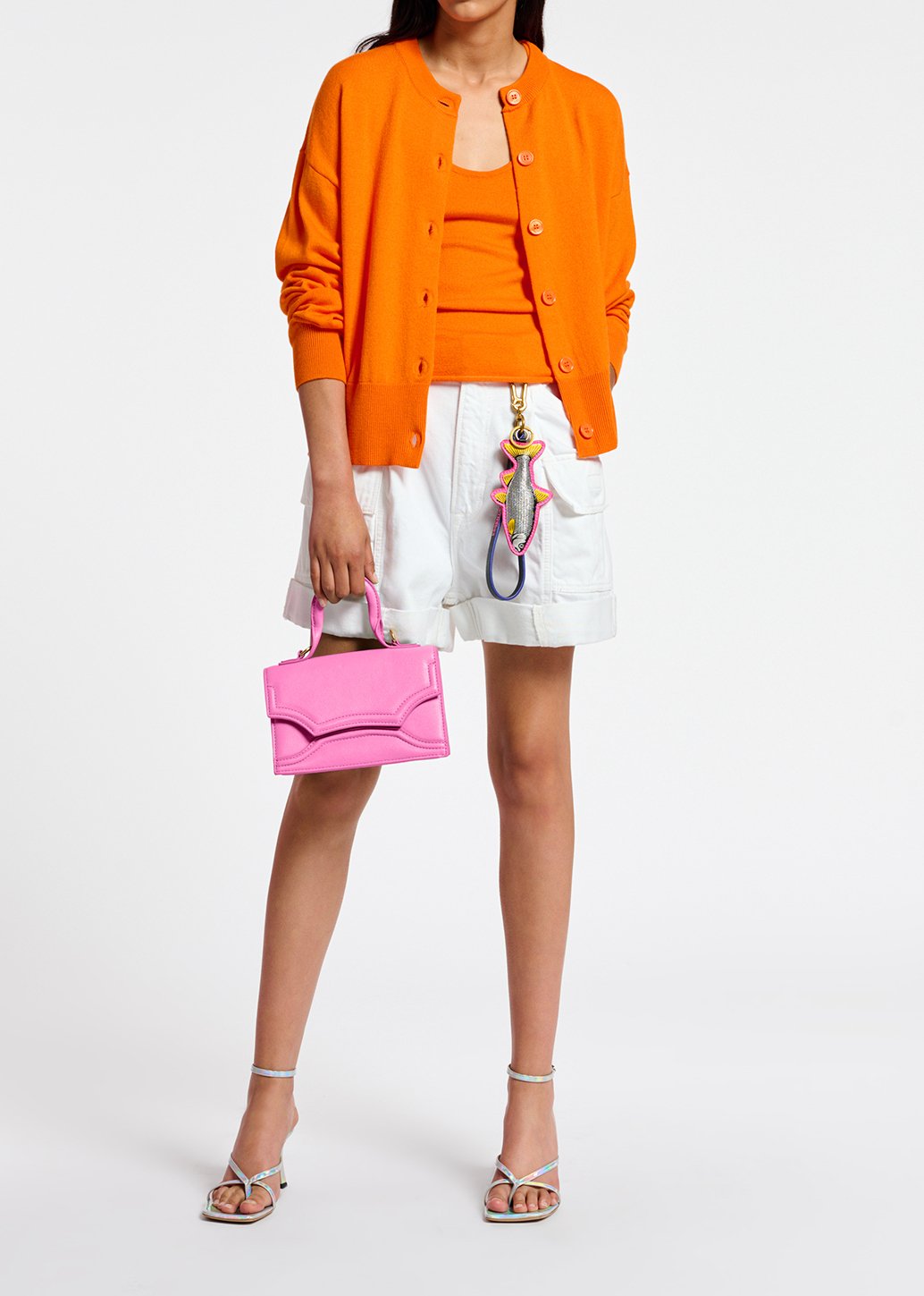 Cardigan orange en tricot fin RE—SSENTIEL seconde main photo 3