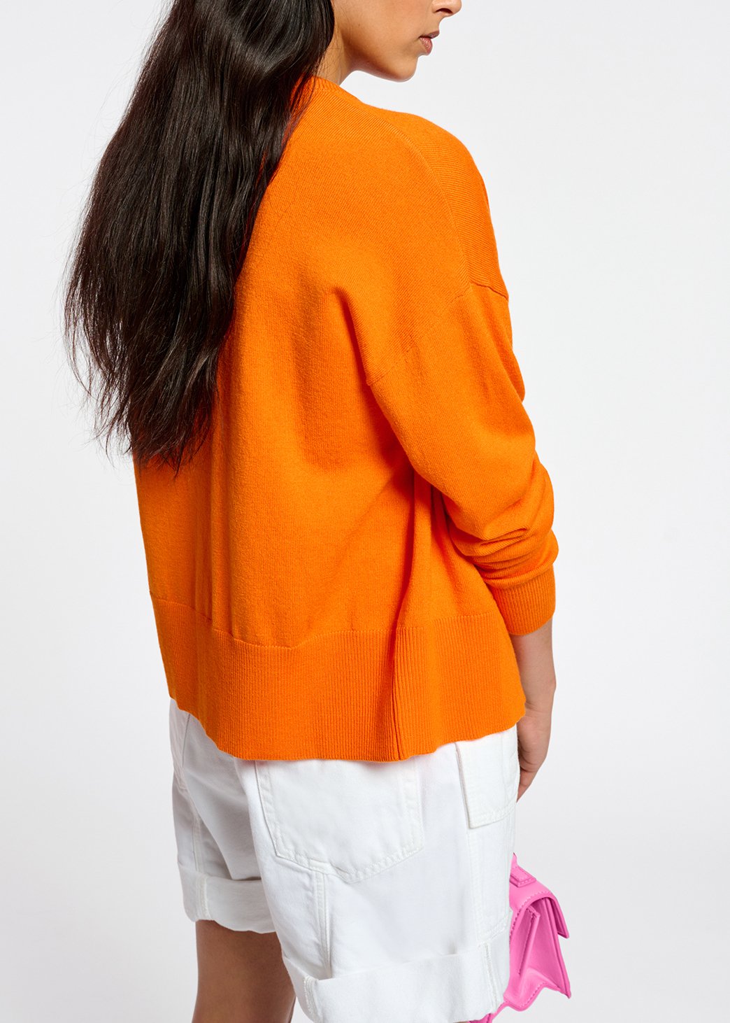 Cardigan orange en tricot fin RE—SSENTIEL seconde main photo 4