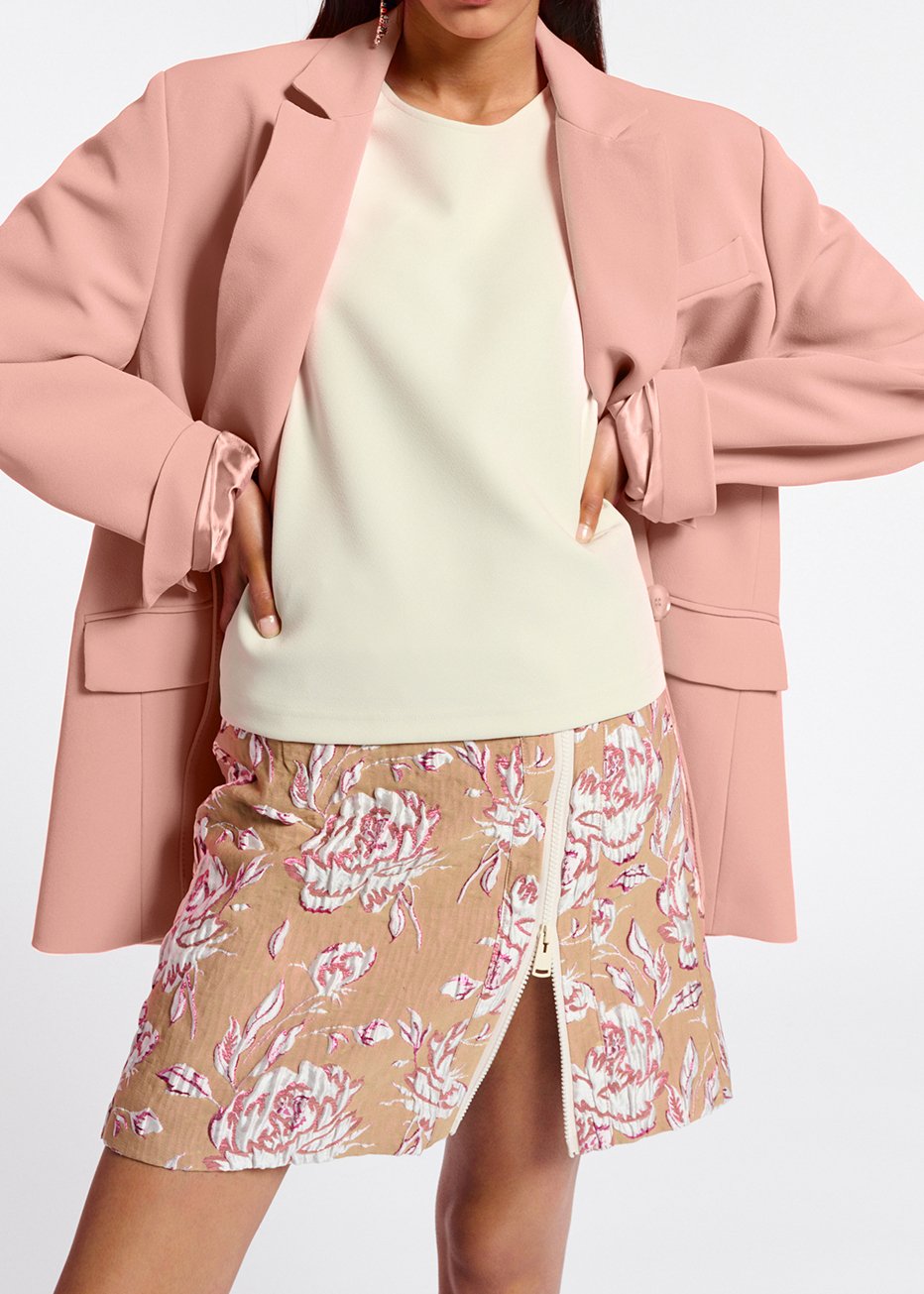 Mini-jupe en jacquard fleuri beige, rose et blanc RE—SSENTIEL seconde main photo 7