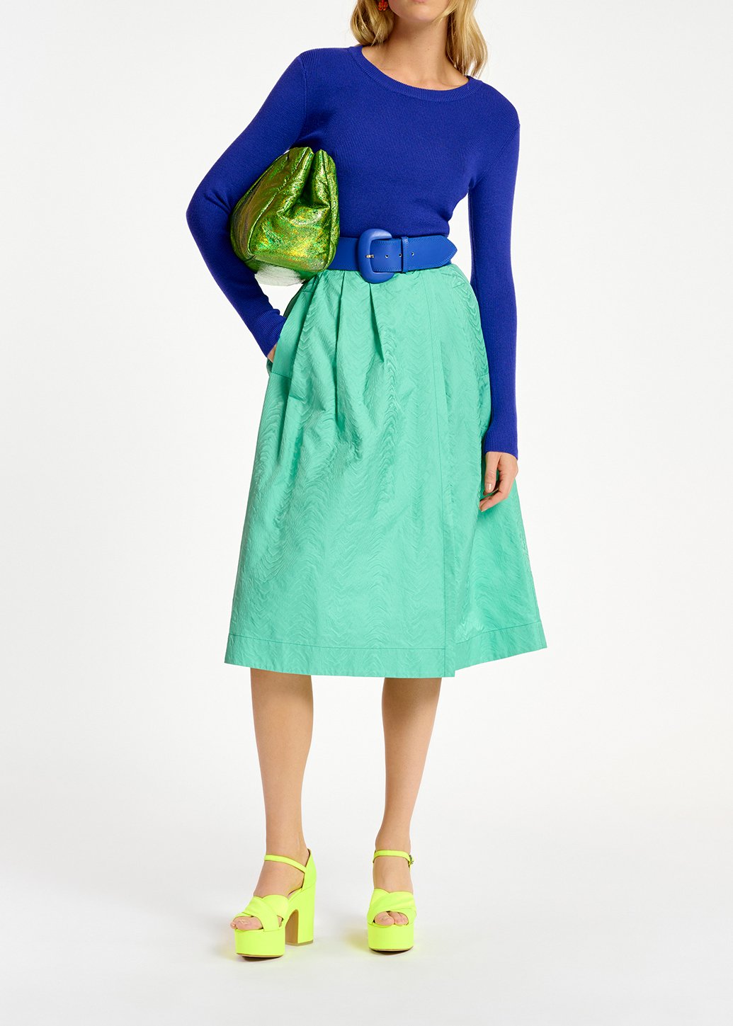 Midi-wikkelrok in turquoise jacquard RE—SSENTIEL tweedehands photo 6