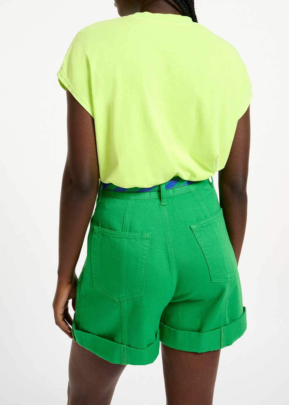 Short treillis en denim vert RE—SSENTIEL seconde main photo 5