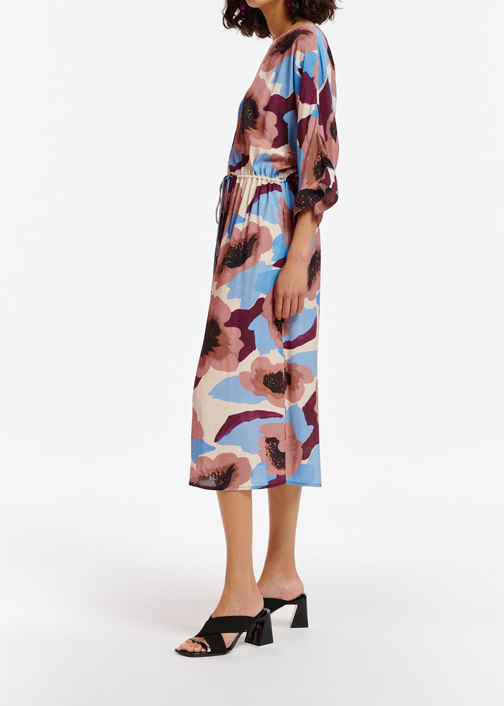 Midi-jurk met mauve, bordeaux en blauwe bloemenprint RE—SSENTIEL tweedehands photo 4