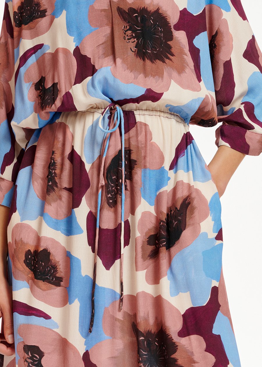 Midi-jurk met mauve, bordeaux en blauwe bloemenprint RE—SSENTIEL tweedehands photo 7