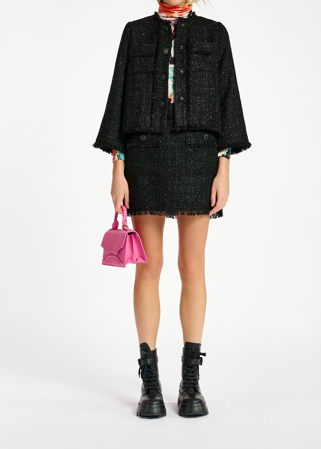 Mini-jupe en tweed noir RE—SSENTIEL seconde main photo 8