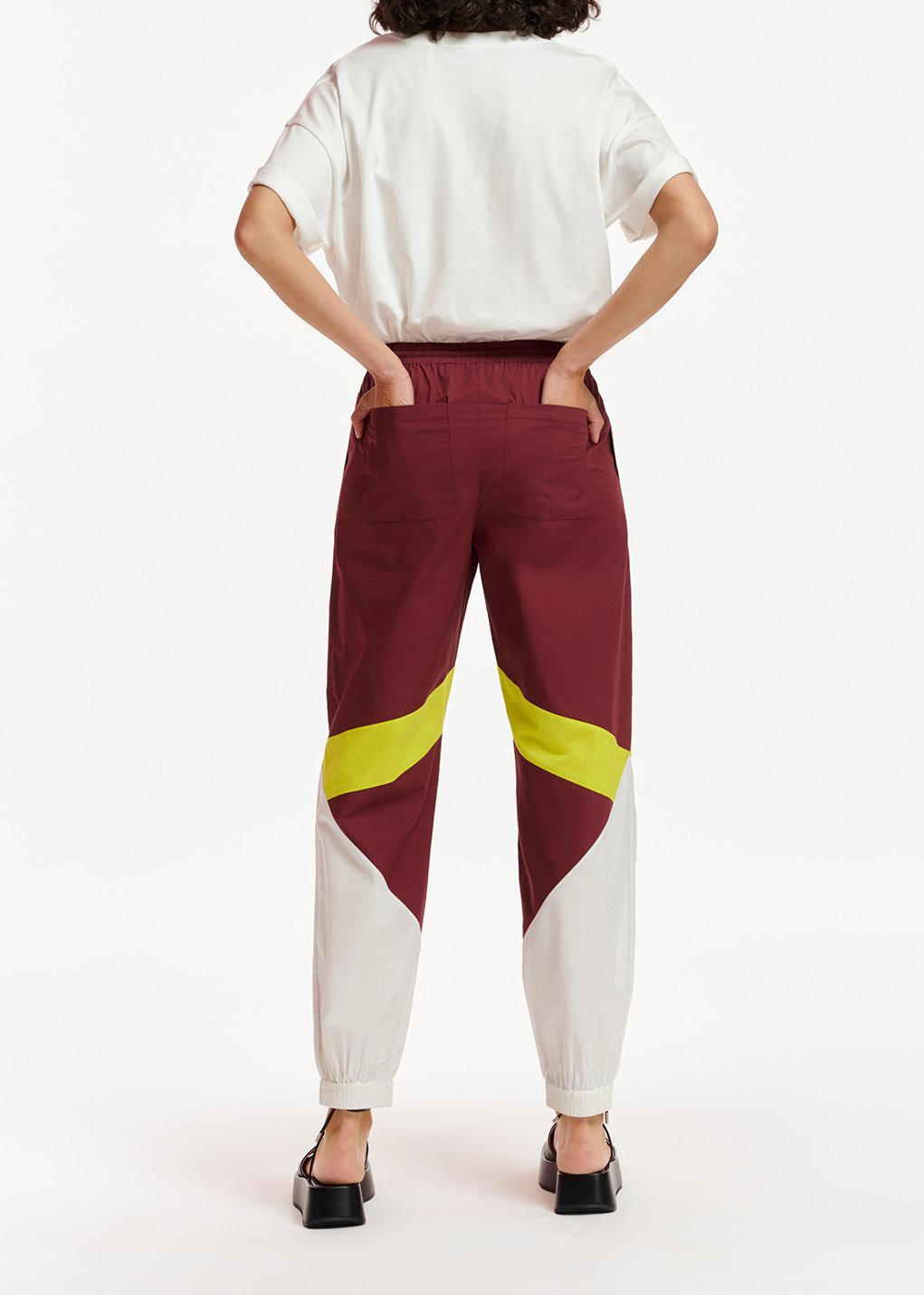 Jogging en coton bordeaux, blanc et vert citron RE—SSENTIEL seconde main photo 5