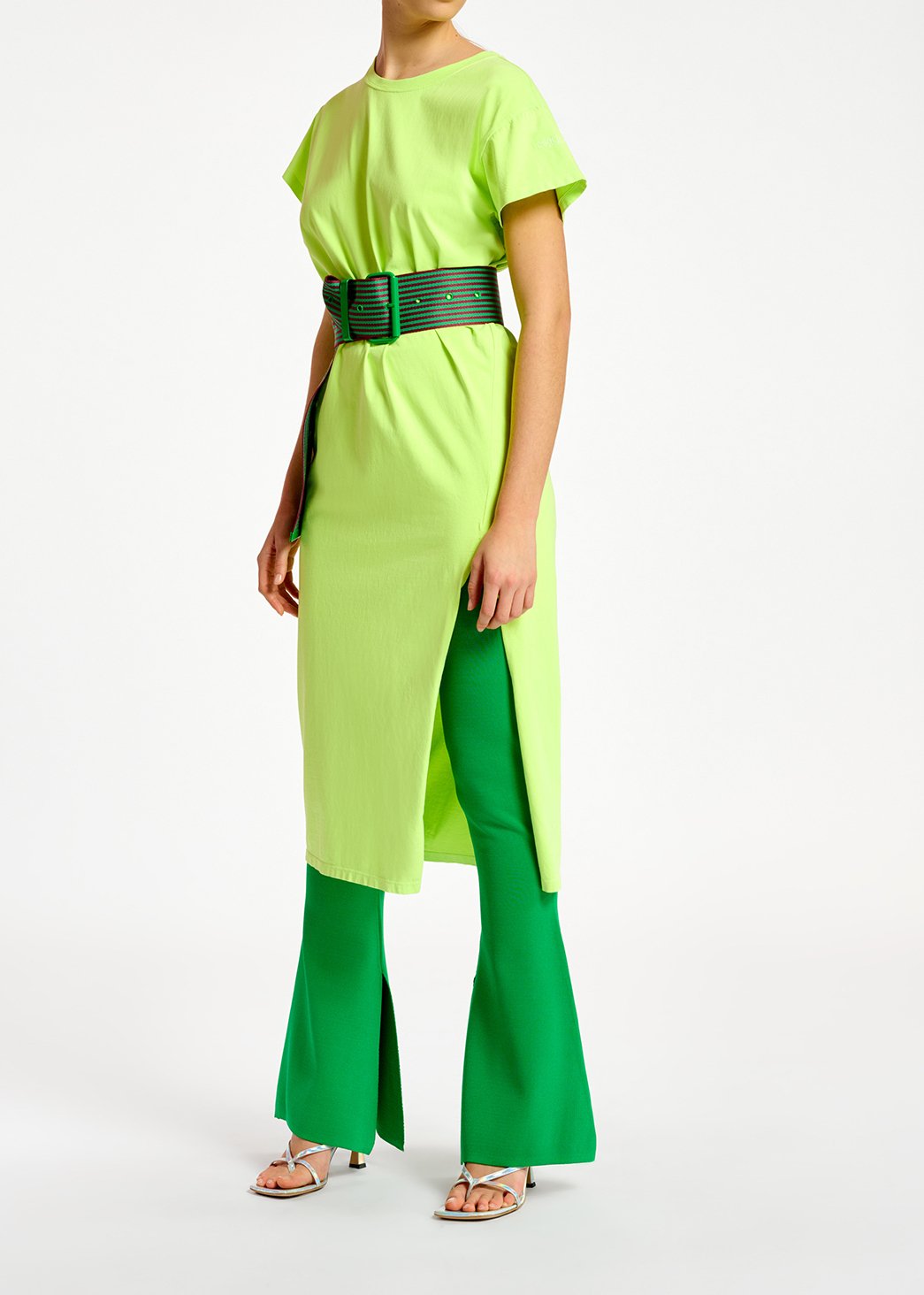 Neon yellow organic cotton-jersey T-shirt dress RE—SSENTIEL second-hand photo 3