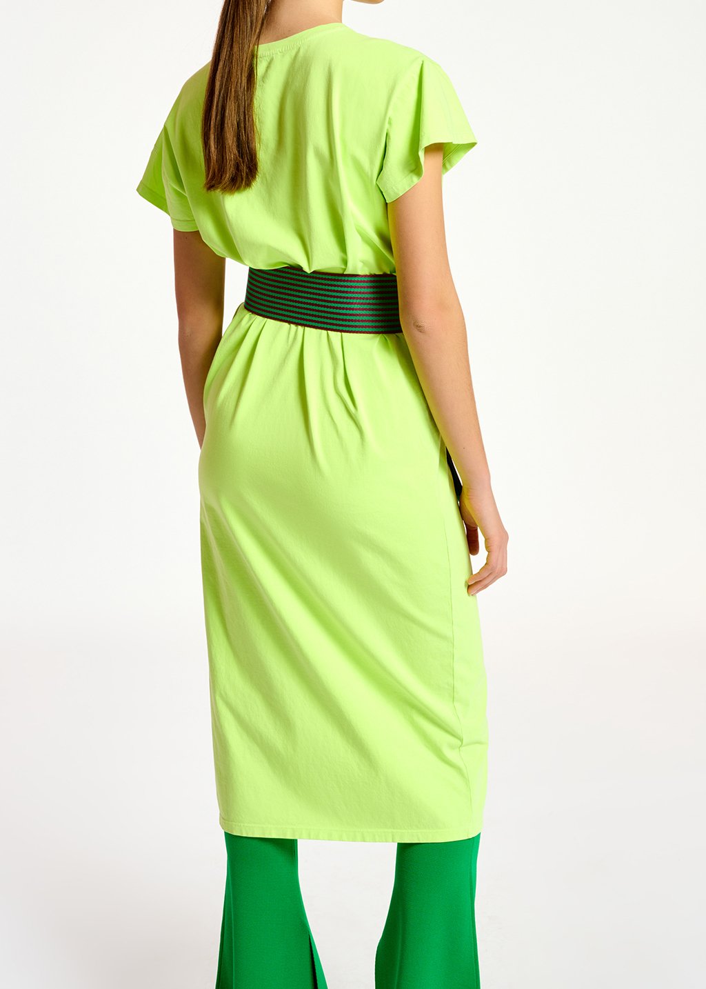 Neon yellow organic cotton-jersey T-shirt dress RE—SSENTIEL second-hand photo 4
