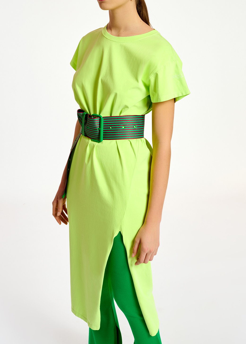 Neon yellow organic cotton-jersey T-shirt dress RE—SSENTIEL second-hand photo 5