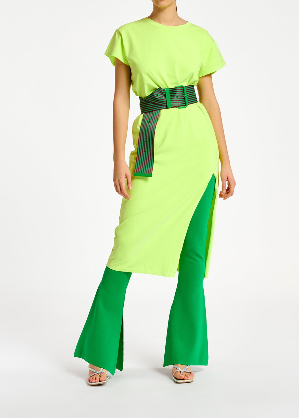 Neon yellow organic cotton-jersey T-shirt dress RE—SSENTIEL second-hand photo 6