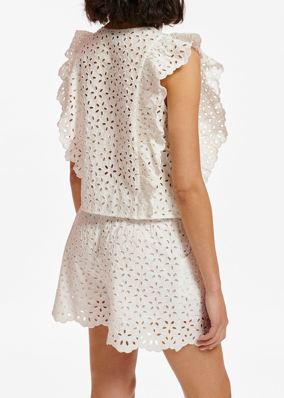 Witte short met broderie anglaise RE—SSENTIEL tweedehands photo 5