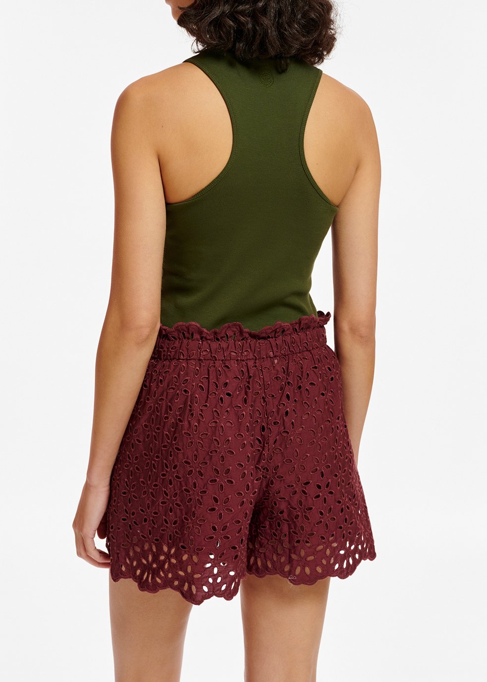 Short en coton bordeaux à  broderie anglaise RE—SSENTIEL seconde main photo 6