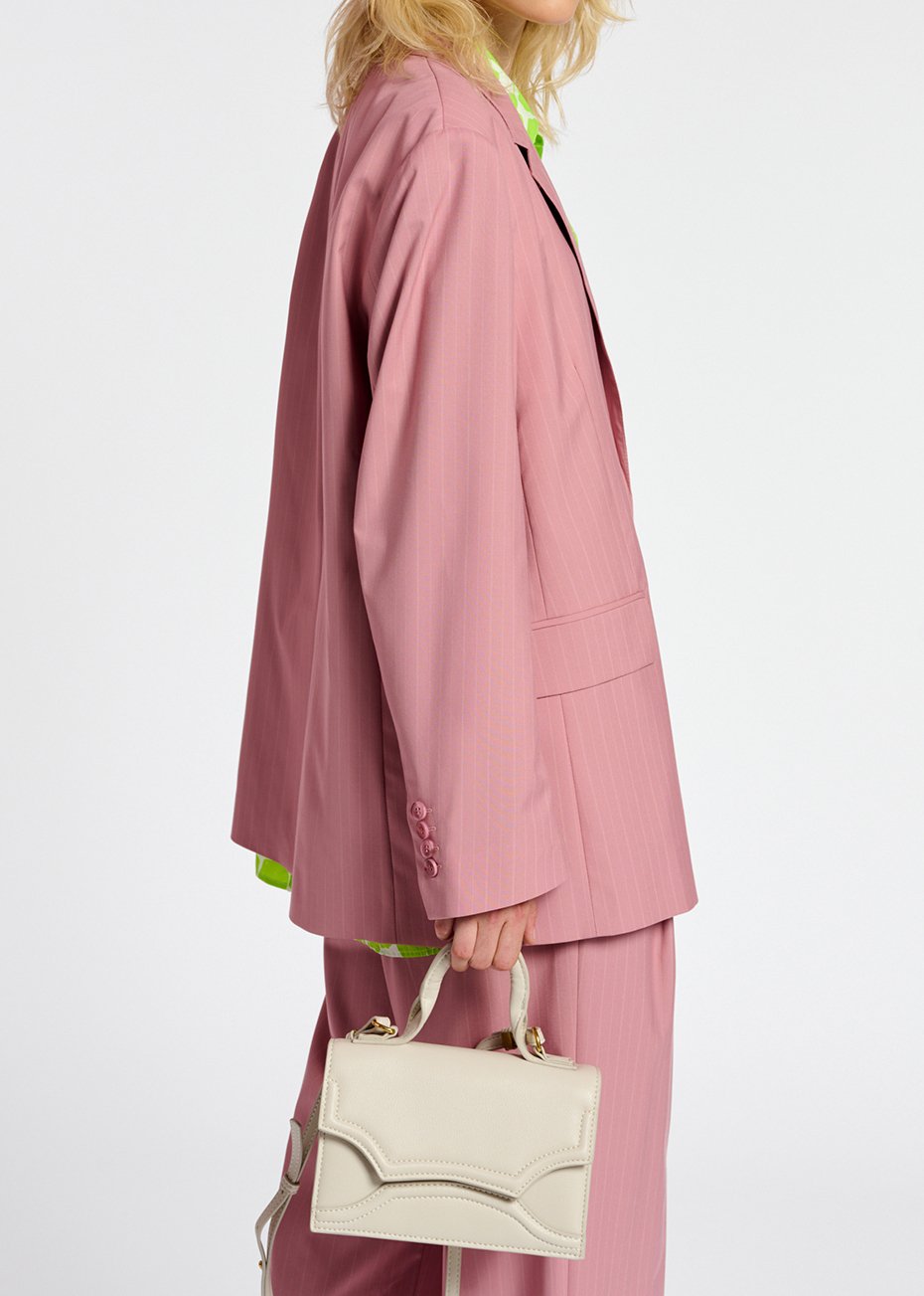 Roze oversized blazer met krijtstreepjes RE—SSENTIEL tweedehands photo 5