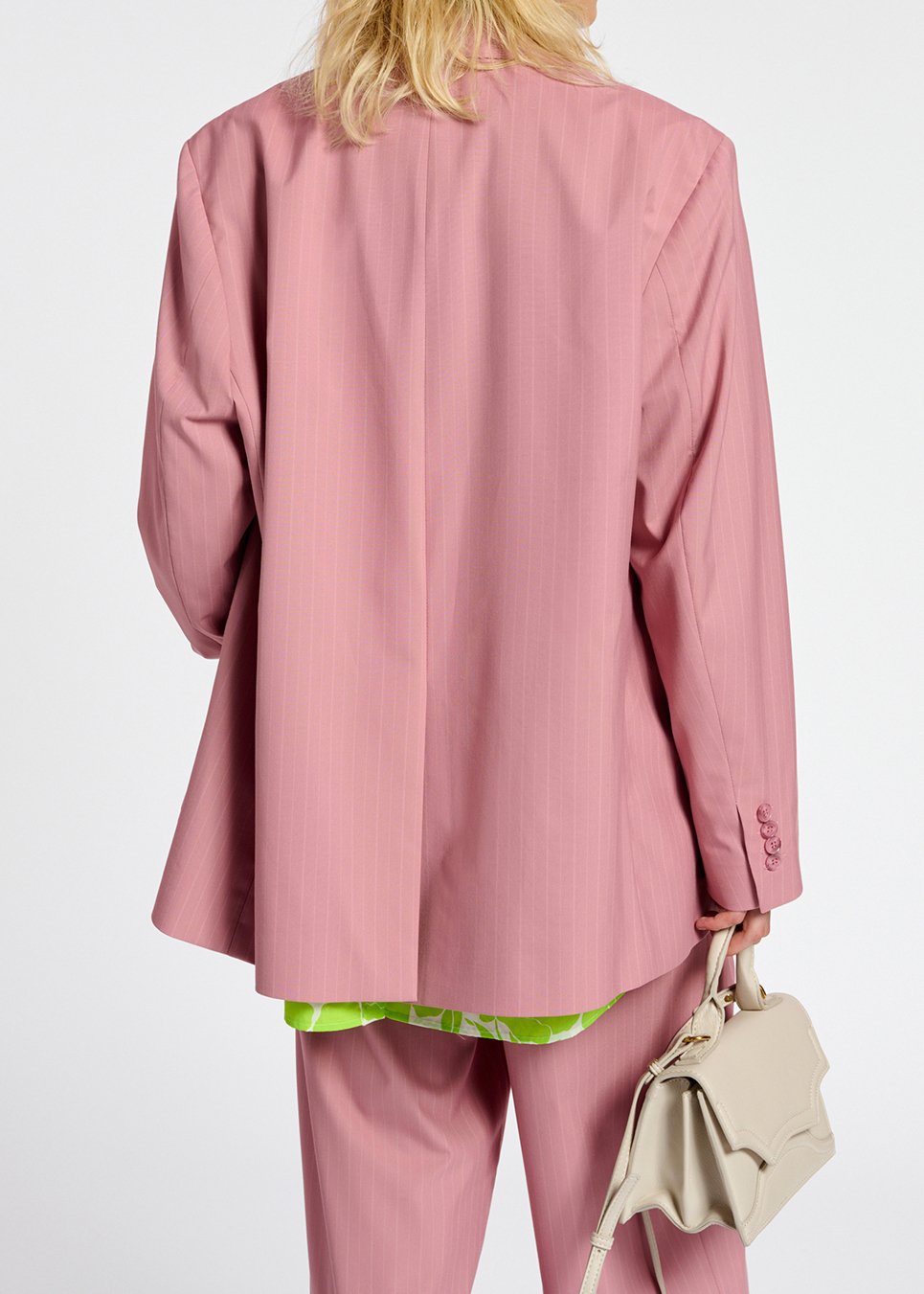 Roze oversized blazer met krijtstreepjes RE—SSENTIEL tweedehands photo 8