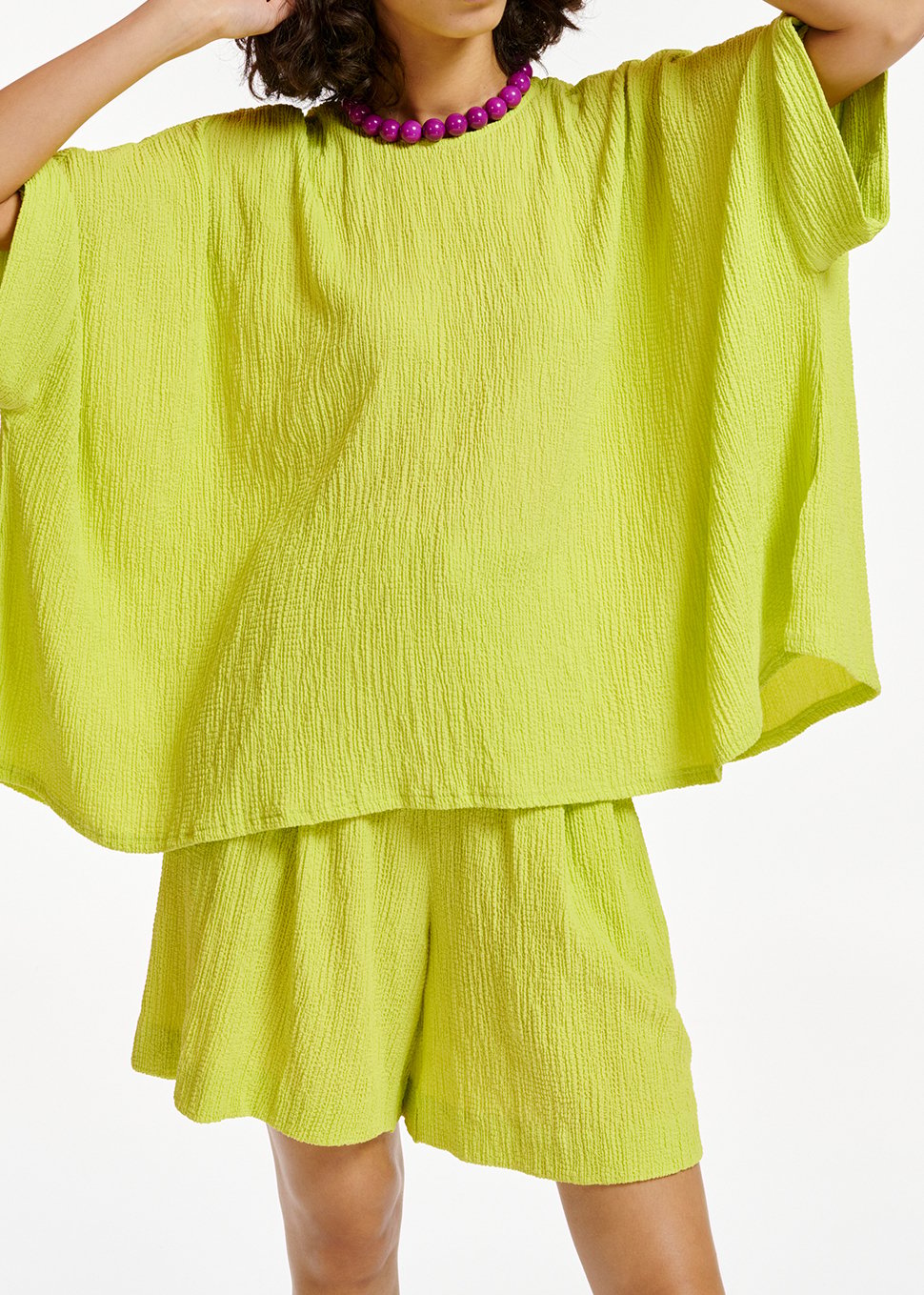Lime green oversized seersucker top RE—SSENTIEL second-hand photo 4
