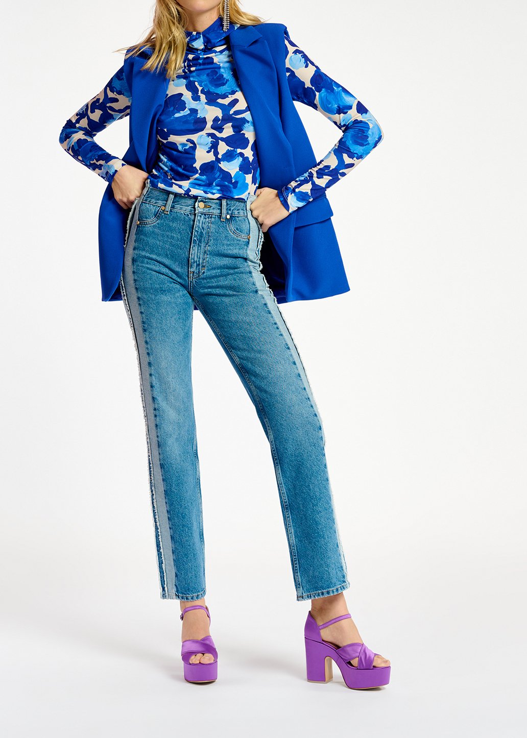 Blauwe rechte jeans met binnenstebuiten-look RE—SSENTIEL tweedehands photo 7