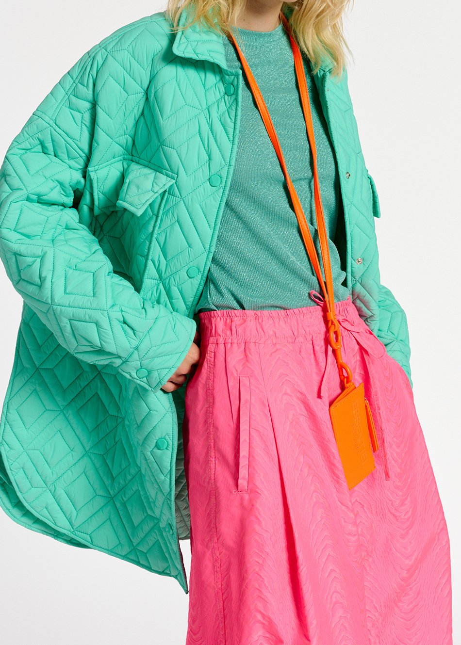 Turquoise quilted jacket RE—SSENTIEL second-hand photo 3