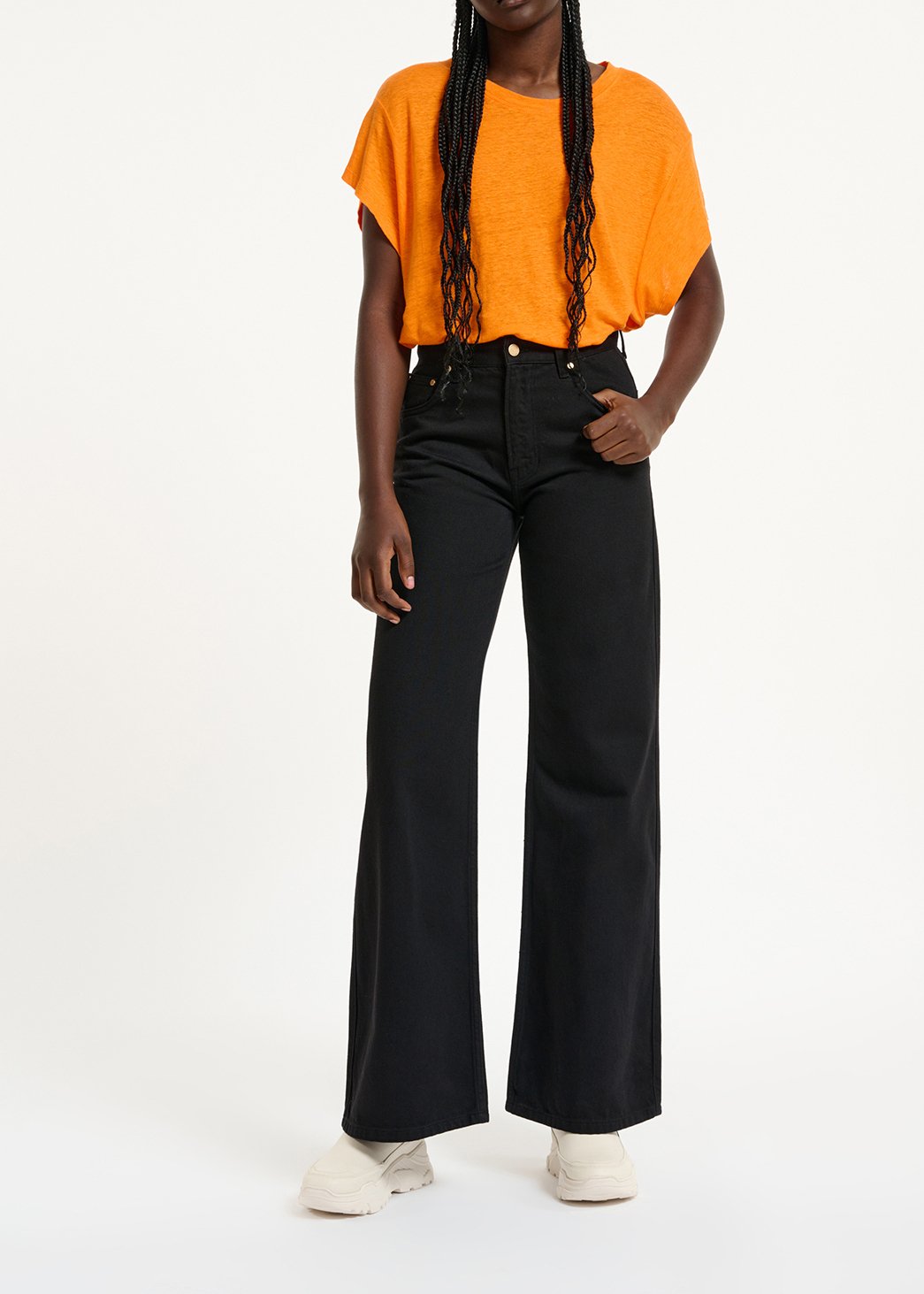 Black denim straight-leg jeans RE—SSENTIEL second-hand photo 3