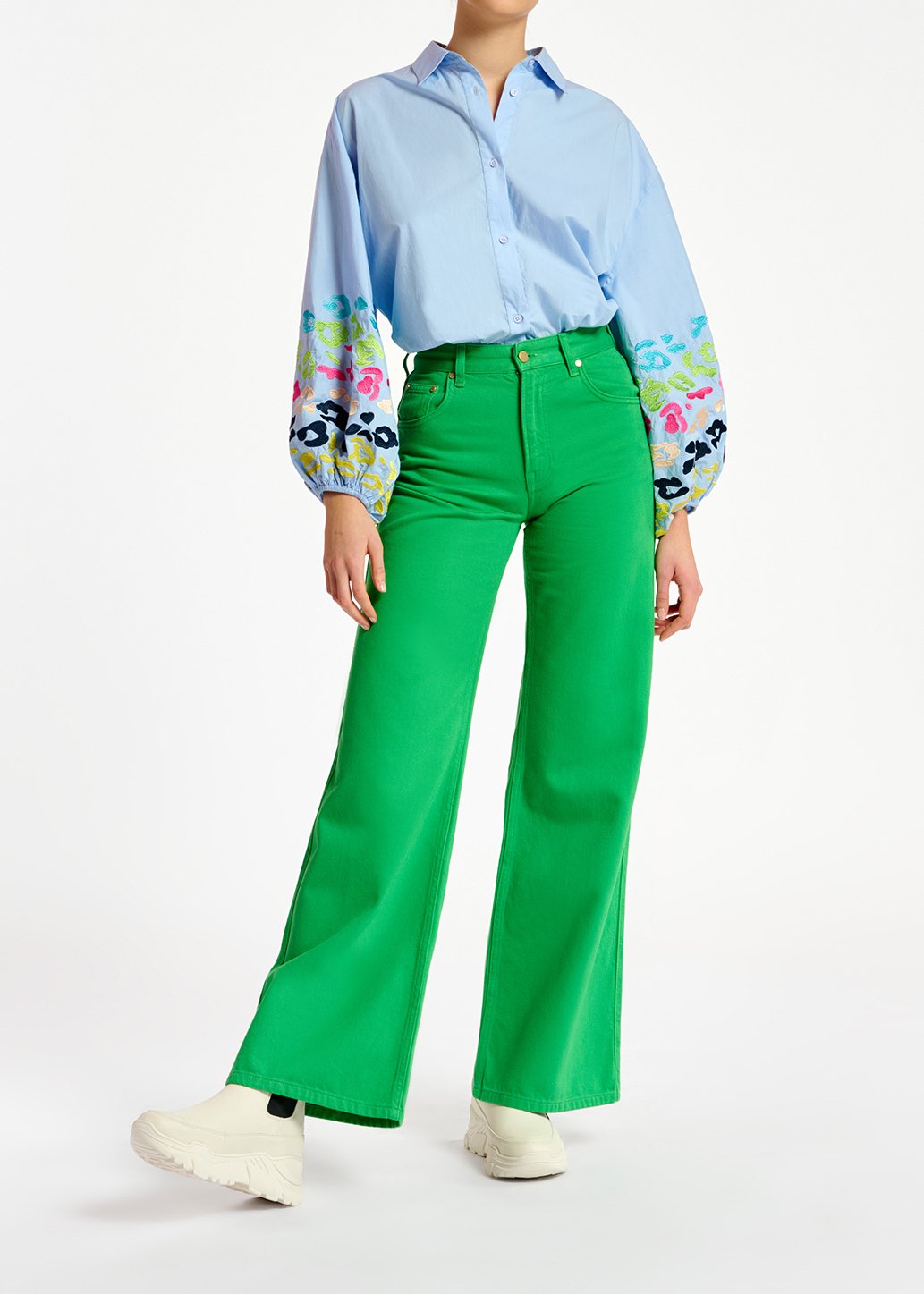 Green denim straight-leg jeans RE—SSENTIEL second-hand photo 4