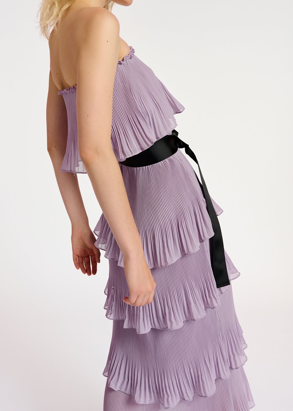 Robe lilas à  volants avec ceinture en toile noire RE—SSENTIEL seconde main photo 5