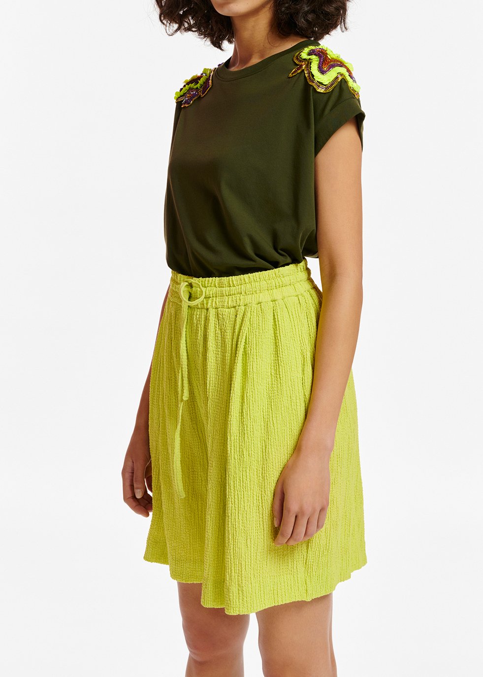 Short en cloqué vert citron RE—SSENTIEL seconde main photo 6