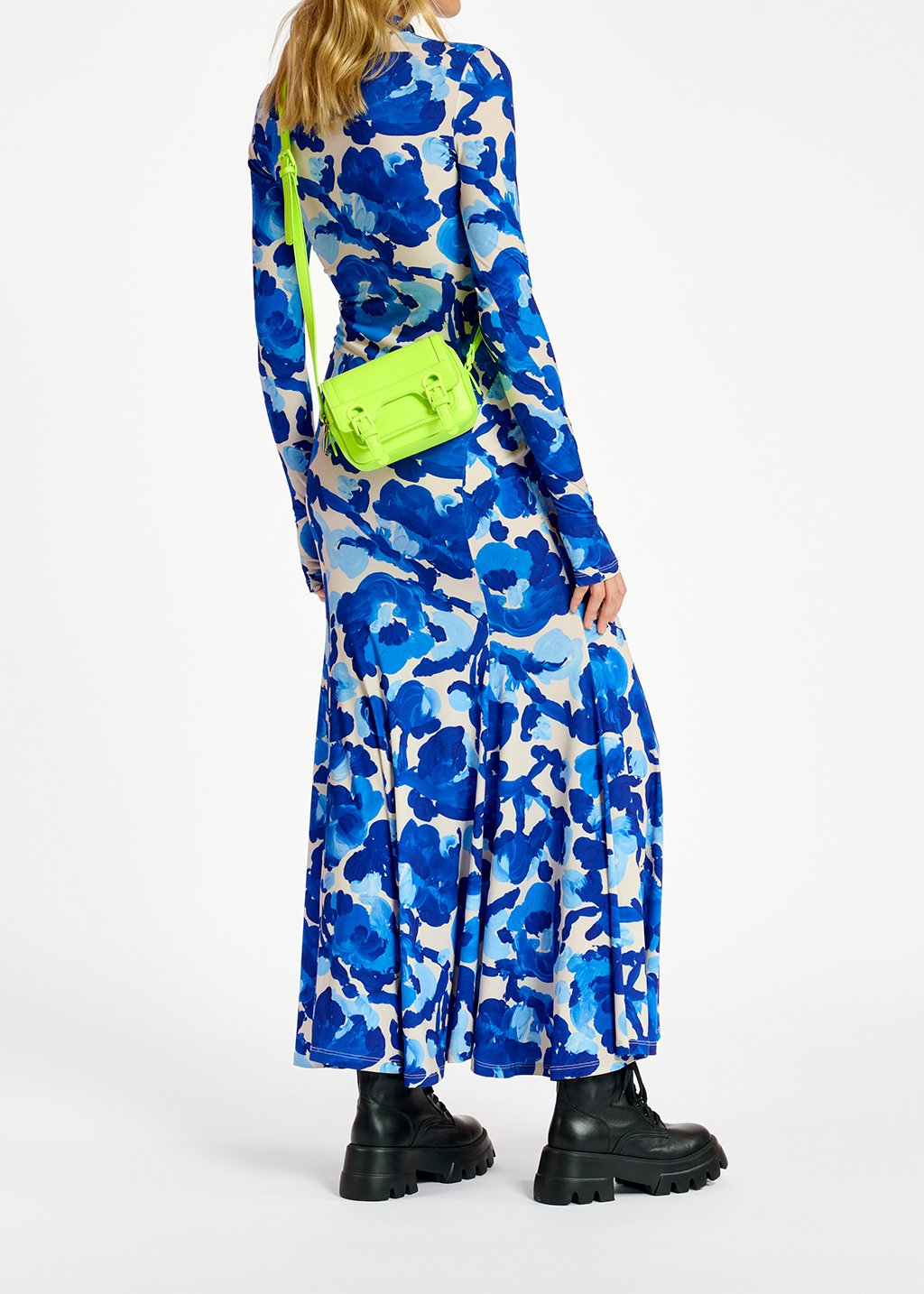 White and blue floral print stretch-jersey maxi dress RE—SSENTIEL second-hand photo 6