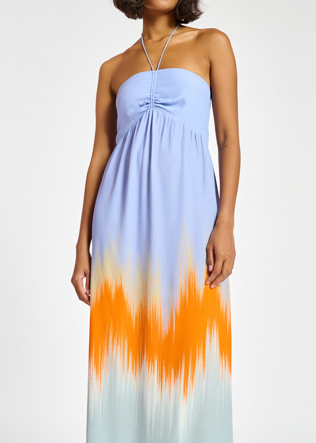 Robe maxi bleu clair et orange RE—SSENTIEL seconde main photo 4