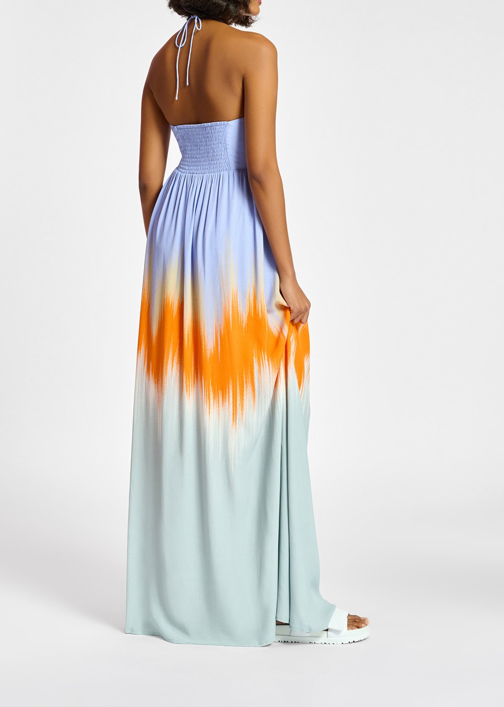 Robe maxi bleu clair et orange RE—SSENTIEL seconde main photo 5