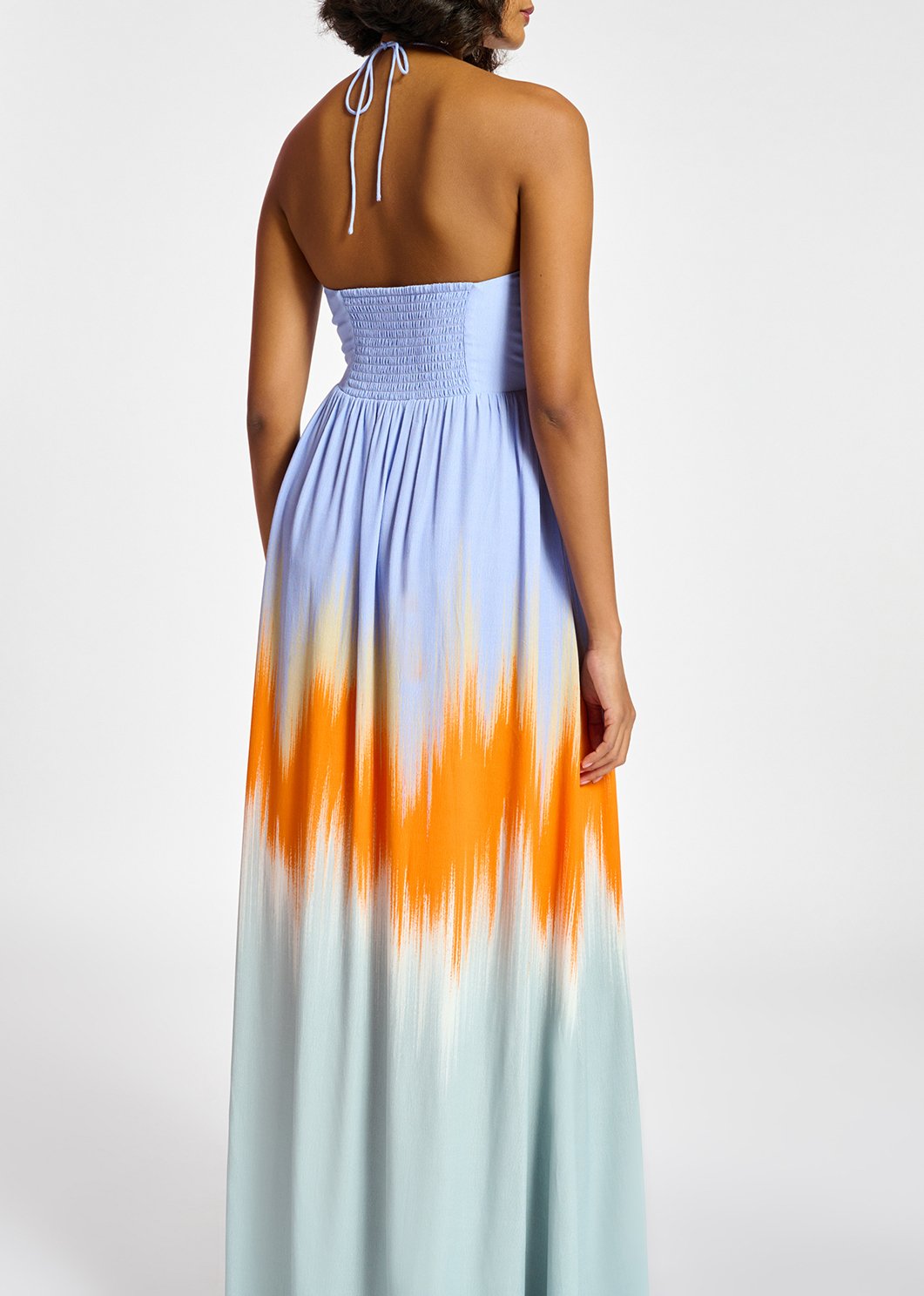 Robe maxi bleu clair et orange RE—SSENTIEL seconde main photo 6