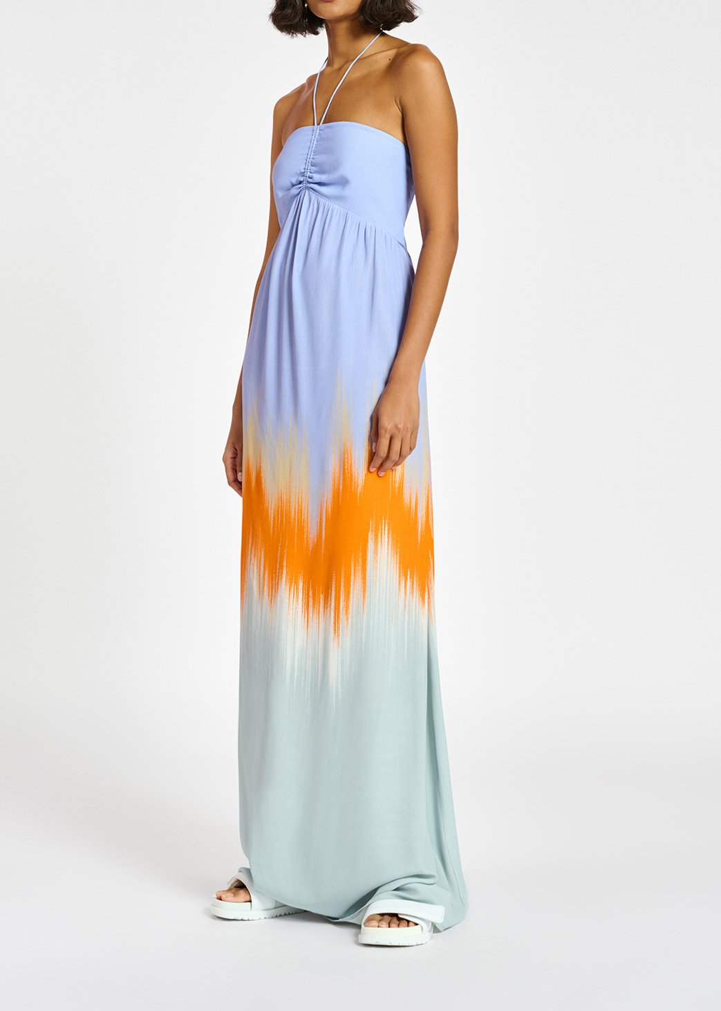 Robe maxi bleu clair et orange RE—SSENTIEL seconde main photo 7