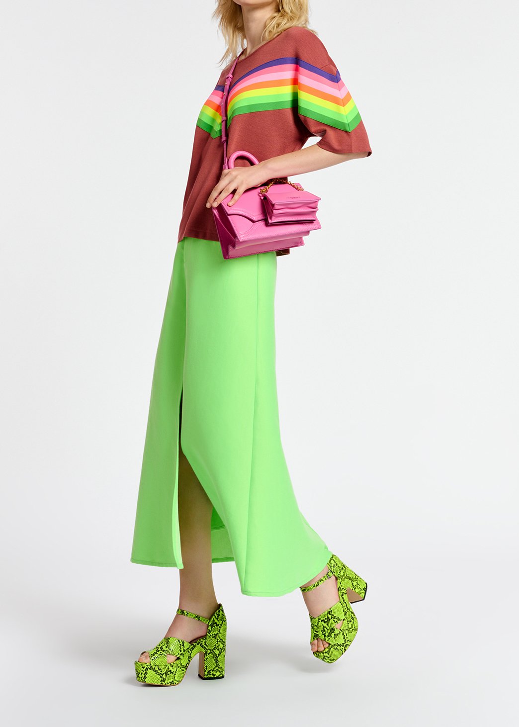 Neon green wide A-line maxi skirt RE—SSENTIEL second-hand photo 5
