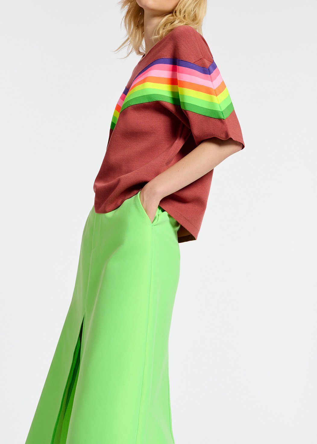 Neon green wide A-line maxi skirt RE—SSENTIEL second-hand photo 8