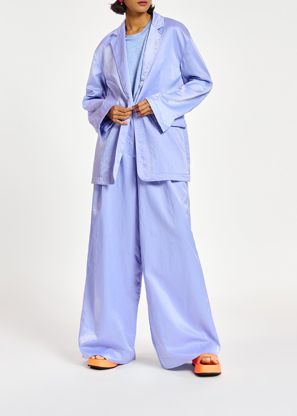 Blazer droit en satin bleu clair RE—SSENTIEL seconde main photo 7