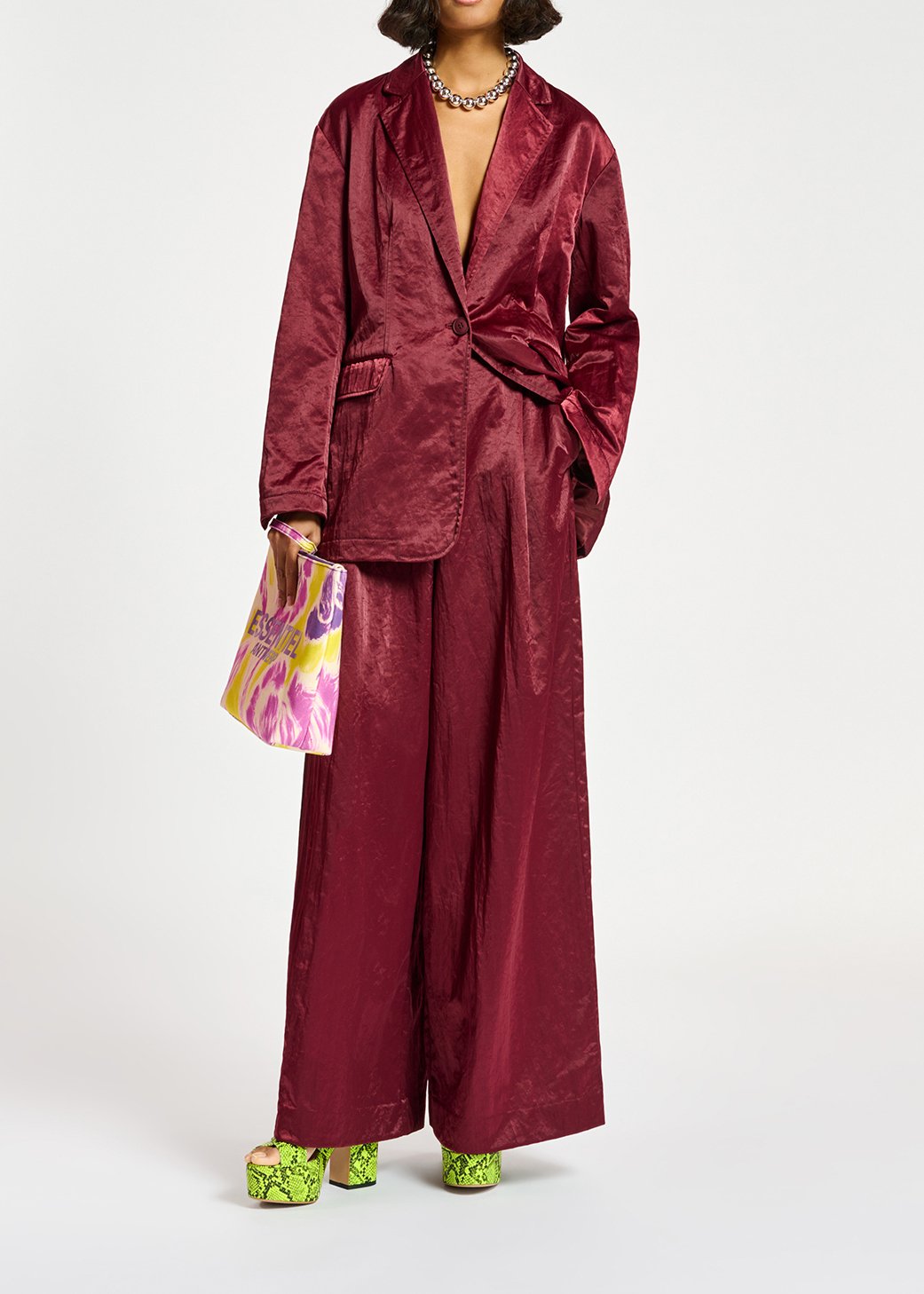 Bordeaux blazer van satijn RE—SSENTIEL tweedehands photo 3