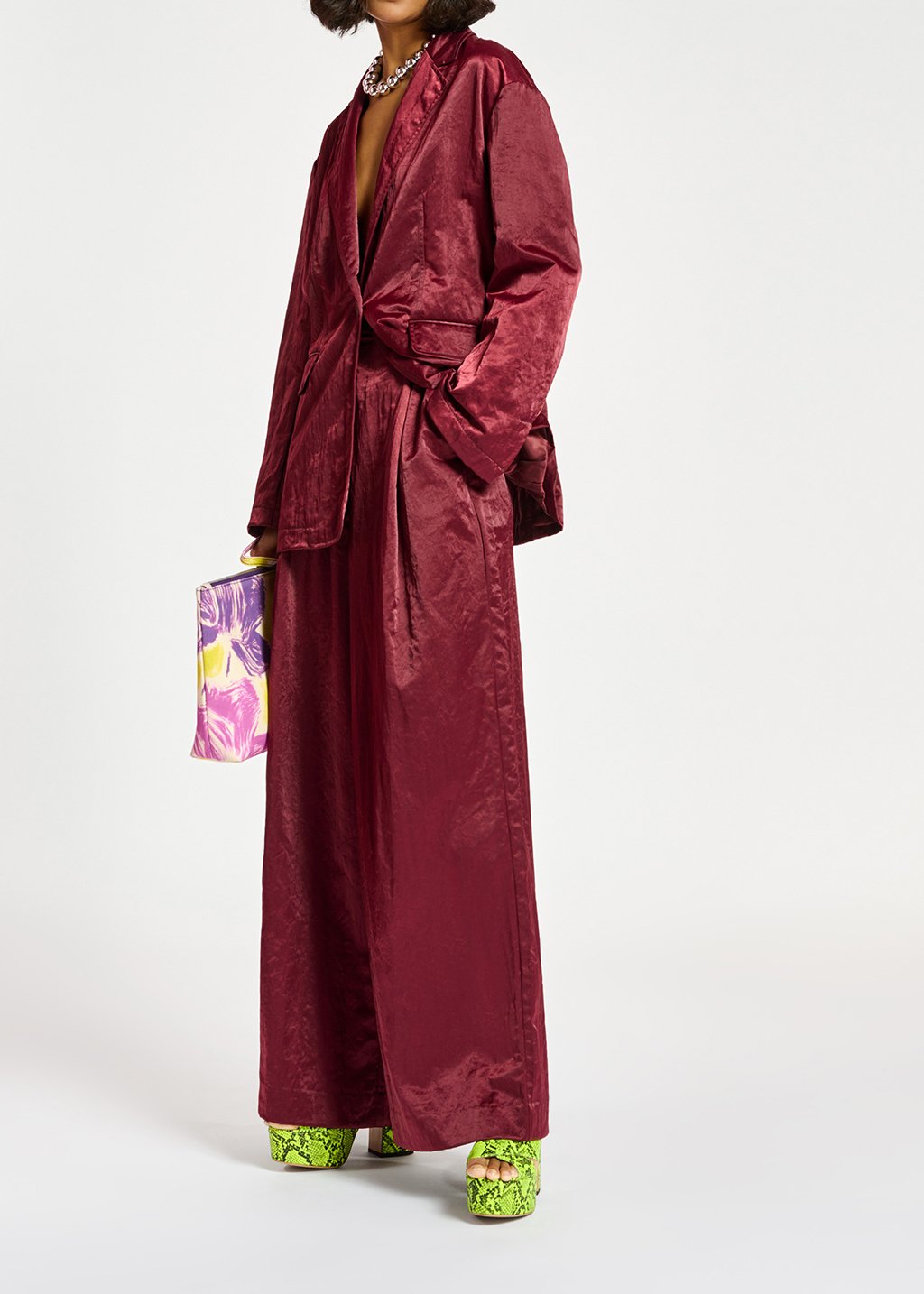 Bordeaux blazer van satijn RE—SSENTIEL tweedehands photo 6