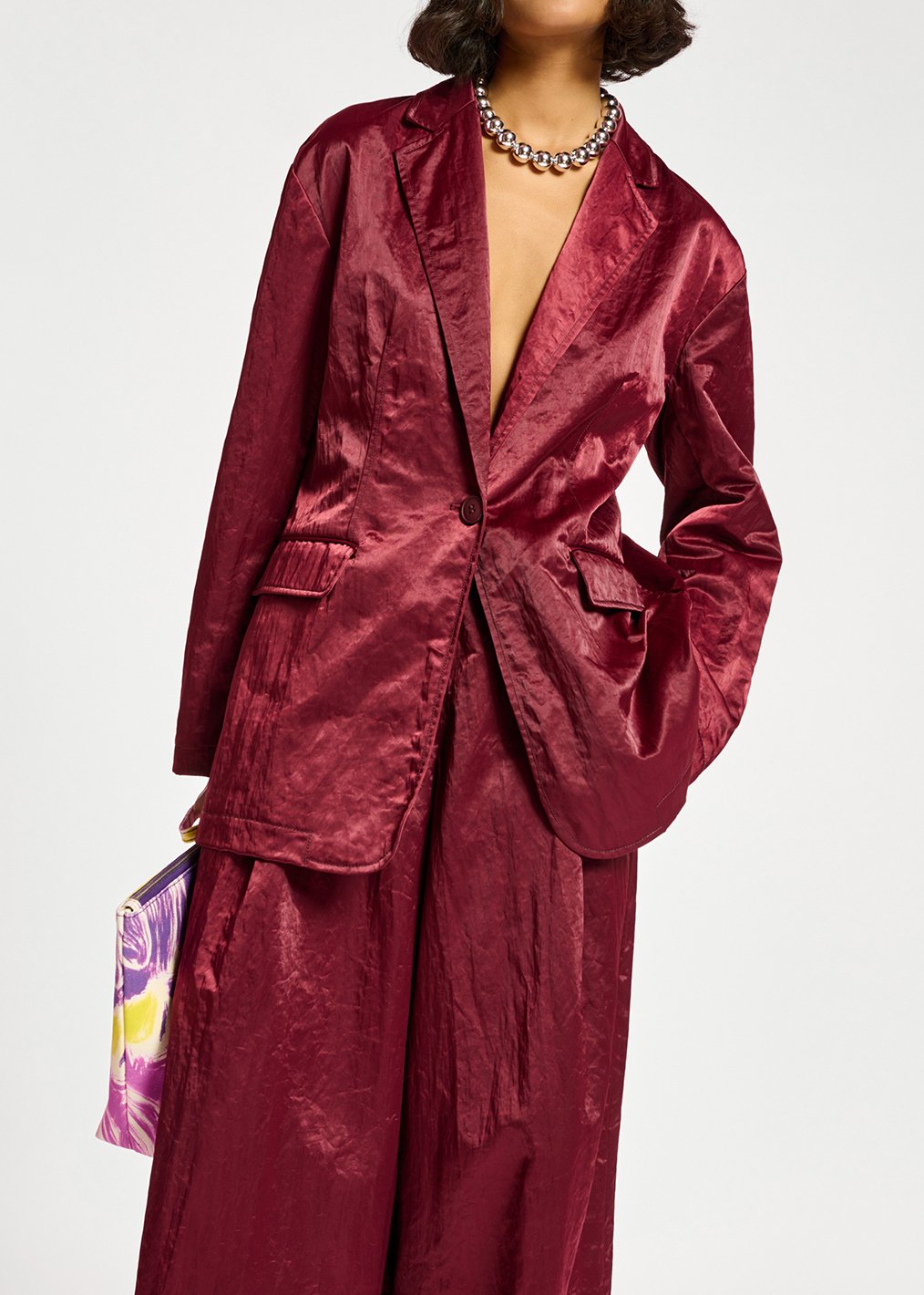 Bordeaux blazer van satijn RE—SSENTIEL tweedehands photo 7
