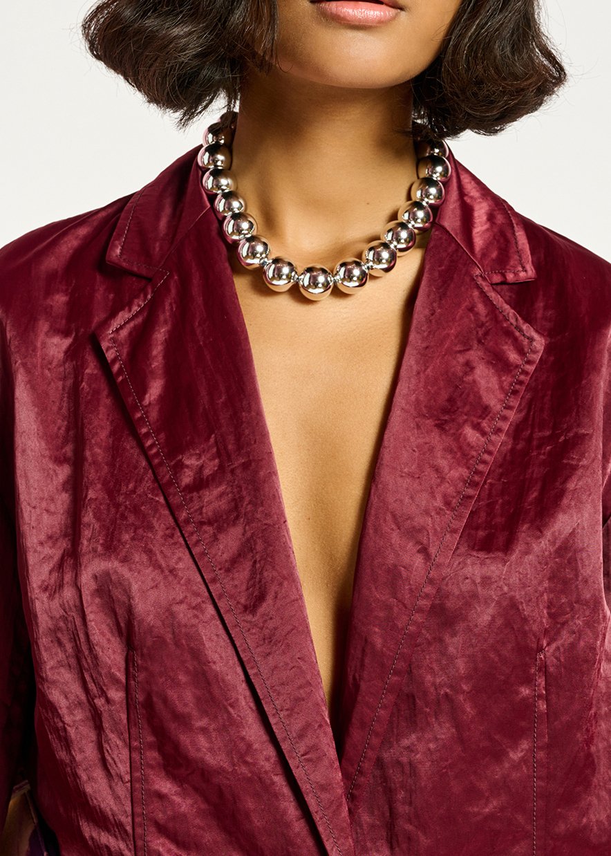 Bordeaux blazer van satijn RE—SSENTIEL tweedehands photo 8