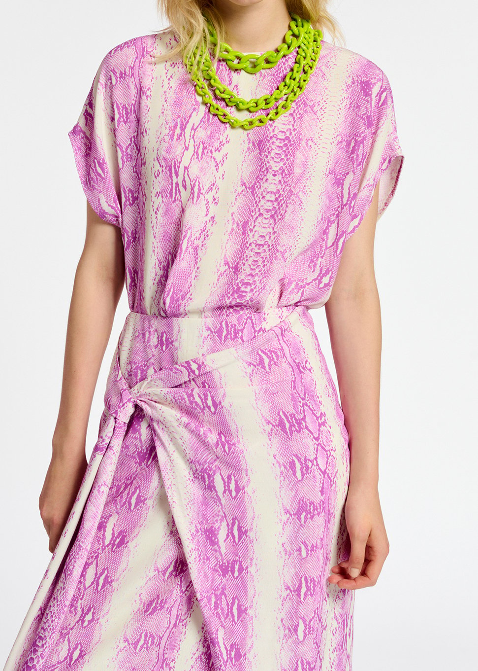 White and purple snake-print short-sleeved top RE—SSENTIEL second-hand photo 3