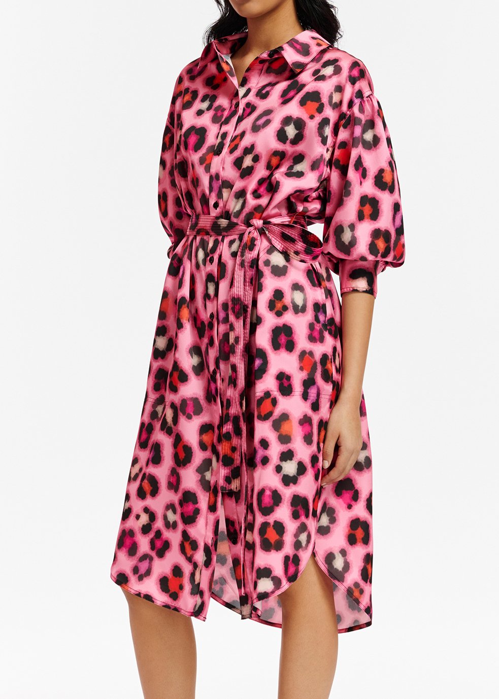 Roze hemdjurk met kleurrijke luipaardprint RE—SSENTIEL tweedehands photo 4