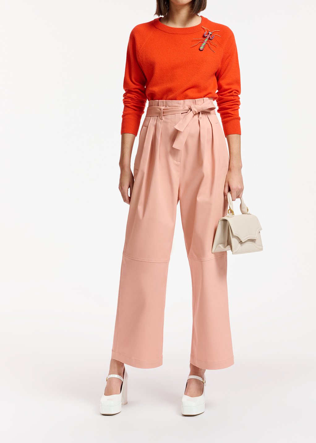 Pink belted straight-leg pants RE—SSENTIEL second-hand photo 3