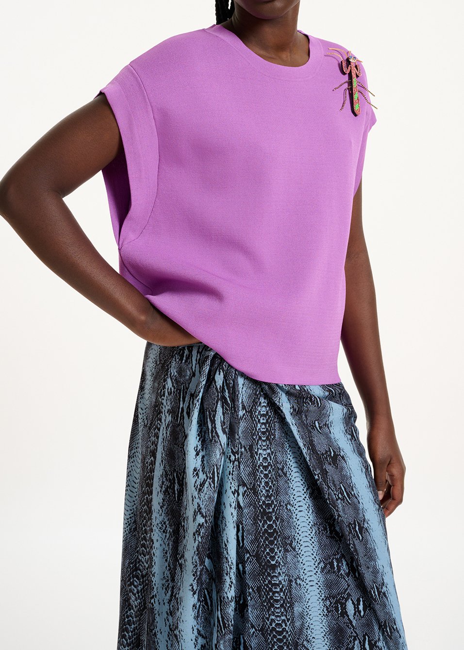 Pull sans manches en tricot violet RE—SSENTIEL seconde main photo 3