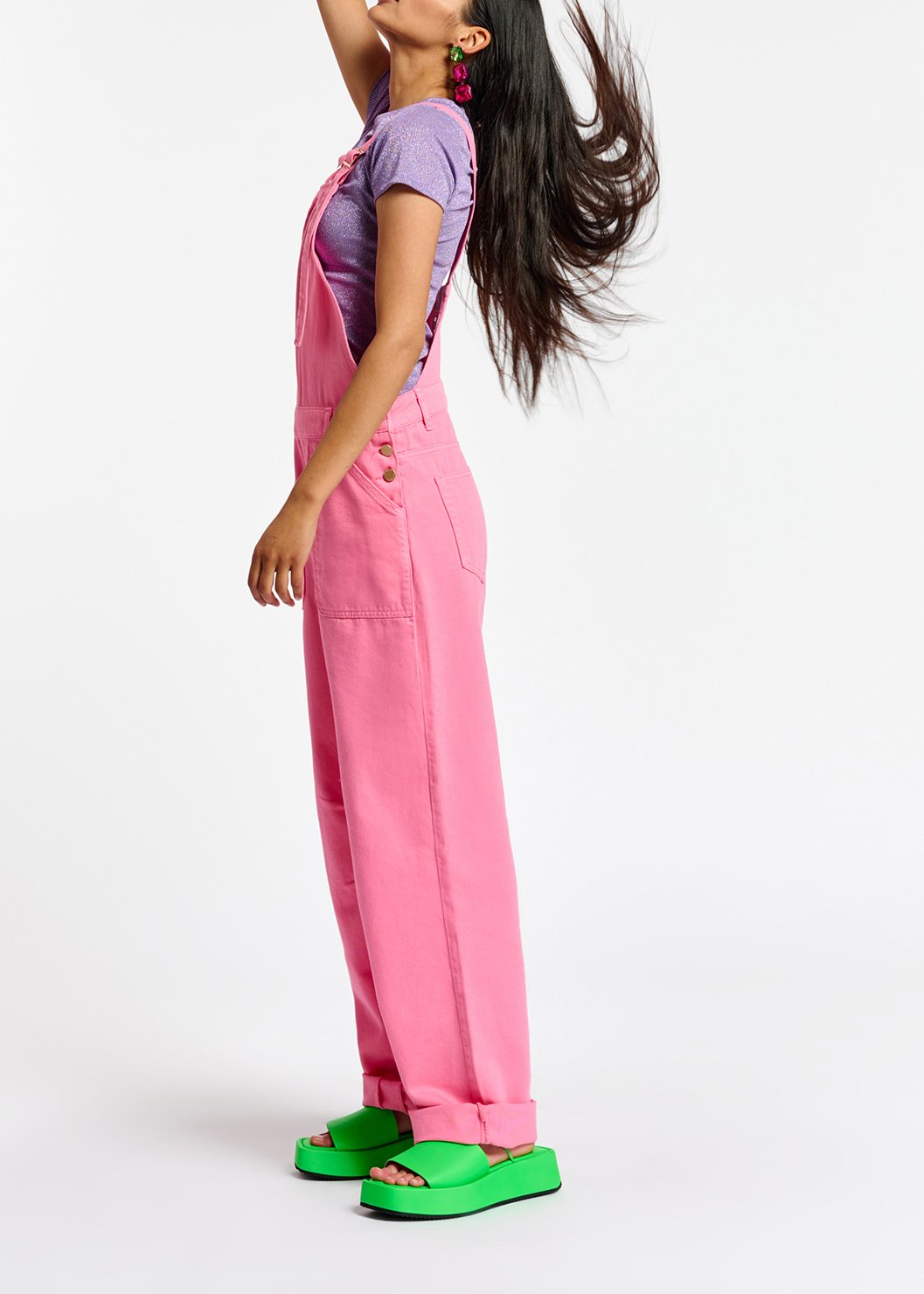 Neon pink cotton dungarees RE—SSENTIEL second-hand photo 5